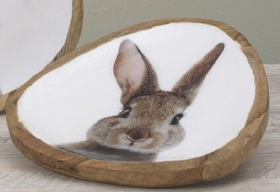Medium Wood Bunny Design Egg Shaped Tray