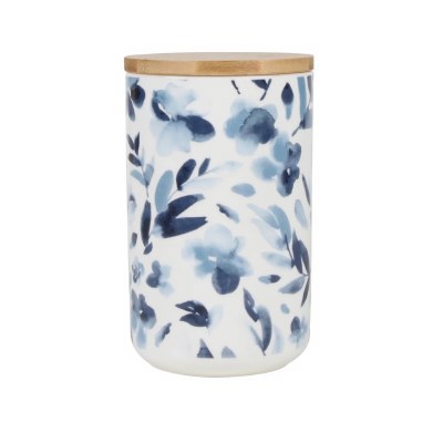 6" Blue Floral Ceramic Canister