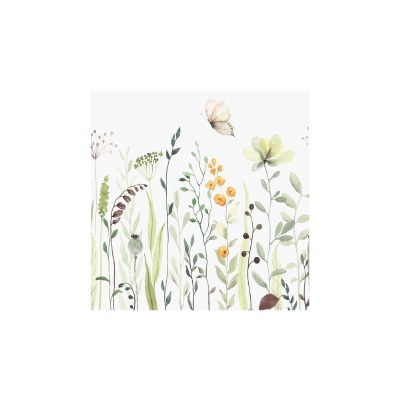 5" Square Flowers With Butterflies Beverage Napkins