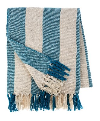 60" x 50" Blue and Natural Wide Stripe Throw Blanket