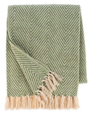 60" x 50" Green and Natural Woven Chevron Throw Blanket