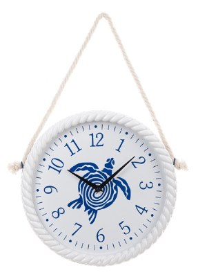 12" Round Blue and White Sea Turtle Wall Clock