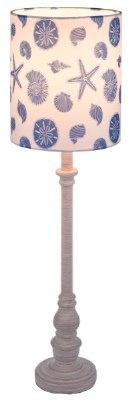 24" Blue Seashells Shade Table Lamp