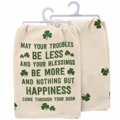 28" Sq "May Your Troubles Be Less and Your Blessings Be More..." St. Patrick's Day  Kitchen Towel