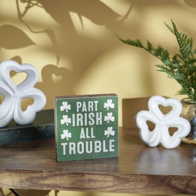 4" Sq "Part Irish All Trouble" St. Patrick's Day Plaque