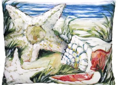 13" x 18" Seashells Decorative Indoor/Outdoor Coastal Pillow