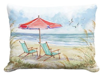 13" x 18" Two Beach Chairs Decorative Indoor/Outdoor Coastal Pillow