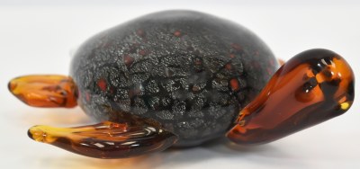 6" Amber and Silver Glass Sea Turtle Coastal Figurine