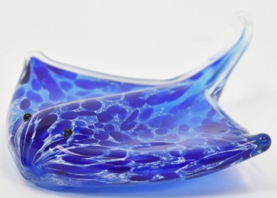 5" Dark Blue Glass Sting Ray Coastal Figurine