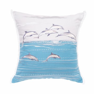 20" Sq Dolphin Cove Decorative Coastal Indoor/Outdoor Pillow