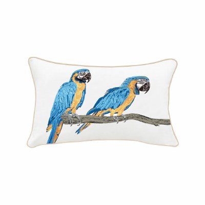 12" x 21" Blue Parrots Decorative Coastal Indoor/Outdoor Lumbar Pillow