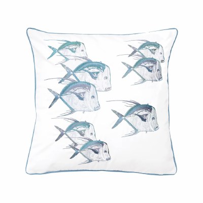 20" Sq Seaglass Lookdown Fish Decorative Coastal Indoor/Outdoor Pillow