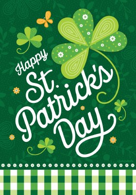 40" x 28"  "Happy St. Patrick's Day" Green Checkers Large Flag