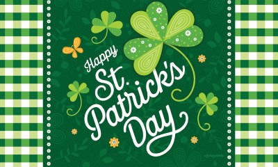 18" x 30" "Happy St. Patrick's Day" Green Checkers Doormat