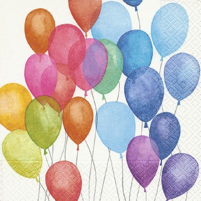5" Sq Multicolor Balloons Beverage Napkins