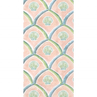 8.5" x 4.5" Peach and Green Scallop Shells Guest Towels