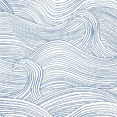 5" Sq Blue Wind and Waves Beverage Napkins