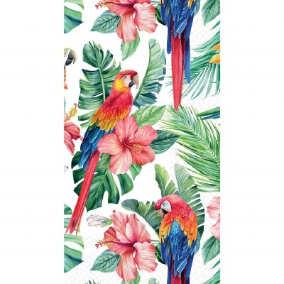 8.5" x 4.5" Red Macaw and HIbiscus Guest Towels