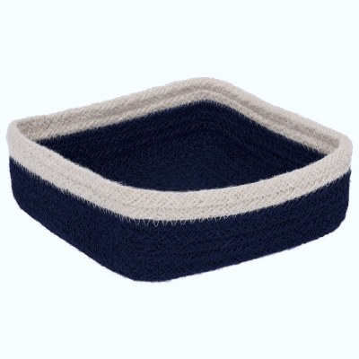 6" Sq Navy Jute Napkin Holder