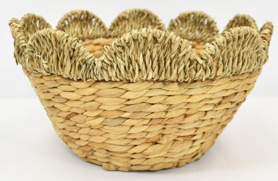 12" Round Natural Woven Jute Bowl