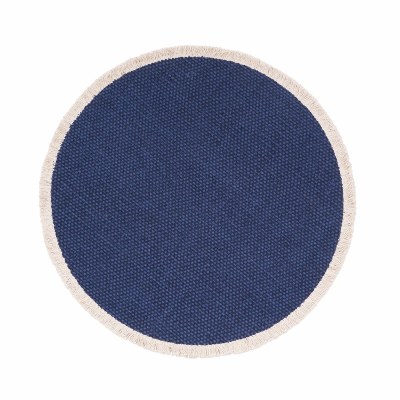 15" Round Blue Fringe Placemat