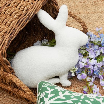 16" White Bunny Shaped Decorative Easter Pillow
