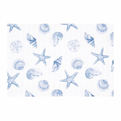 14" x 20" Blue Seashells on White Placemat