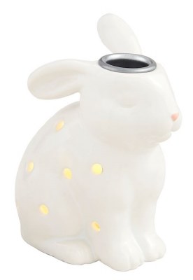 5" LED White Ceramic Bunny Taper Candle Holder by Mud Pie