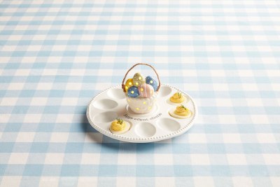 10" Round White Ceramic Egg Tray Decorative Sitter Base by Mud Pie