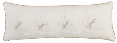 11" x 32" Four White Bunnies Decorative Easter Pillow by Mud Pie