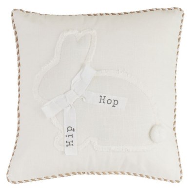 18" Sq White Bunnies Decorative Easter Pillow by Mud Pie