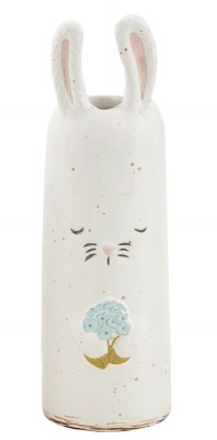 8" Blue Flower Ceramic Bunny Vase by Mud Pie