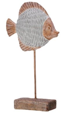 13" Gray and Brown Closed Mouthed Polyresin Fish on a Stand Statue