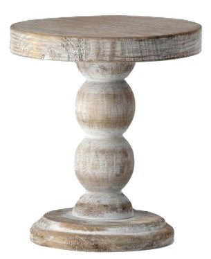 6" White Wash Wood Pedestal