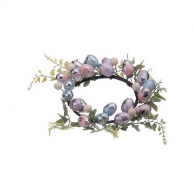 4" Opening Faux Multipastel and Silver Egg Candle Ring