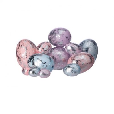 Bag of 12 Faux Multipastel and Silver Eggs