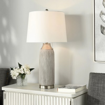 30" Gray and Silver Ceramic Table Lamp