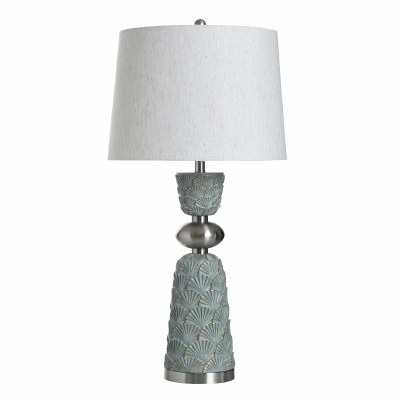 34" Blue and Silver Sea Fan Coastal Table Lamp