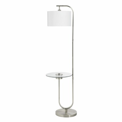 61" Silver Floor Lamp With a Glass Table