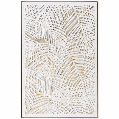 60" x 40" White Palm Fronds Tropical Framed Canvas