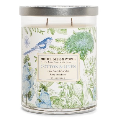 14 Oz Cotton and Linen Fragrance Glass Candle Jar