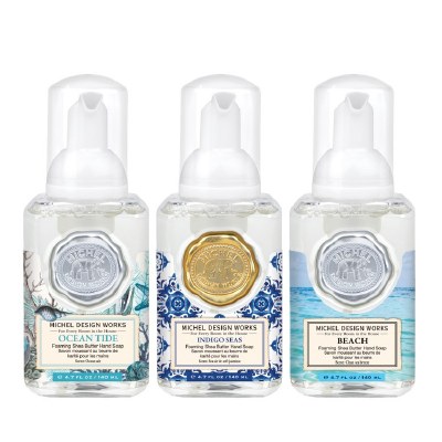 Set of Three 4.7 Oz Ocean Tide, Beach, and Indigo Seas Fragrances Foaming Hand Soaps