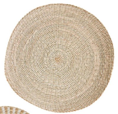 24" Round Natural Stripe Woven Wall Basket by Mud Pie