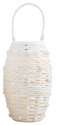 16" LED White Woven Lantern by Mud Pie