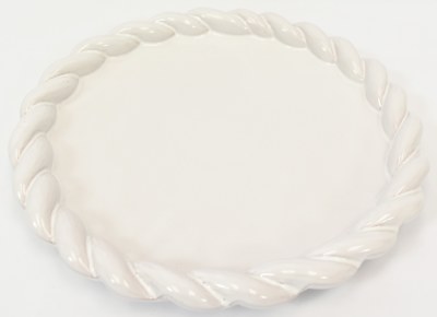 11" Round White Twisted Rim Ceramic Tray by Mud Pie