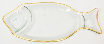 5" x 11" Gold Rim Glass Fish Tray by Mud Pie