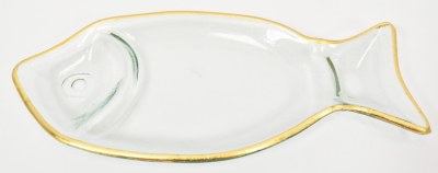 5" x 10" Gold Rim Glass Fish Tray by Mud Pie
