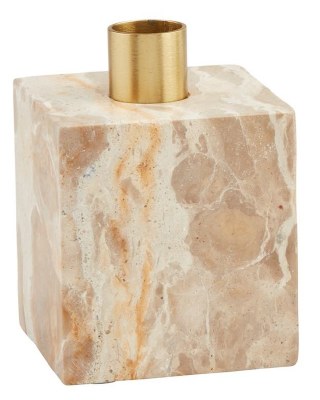 3" Beige Marble Cube Taper Candle Holder by Mud Pie