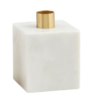 3" White Marble Cube Taper Candle Holder by Mud Pie