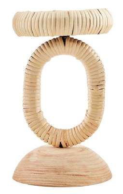 9" Natural Rattan and Wood Pillar Candle Holder by Mud Pie